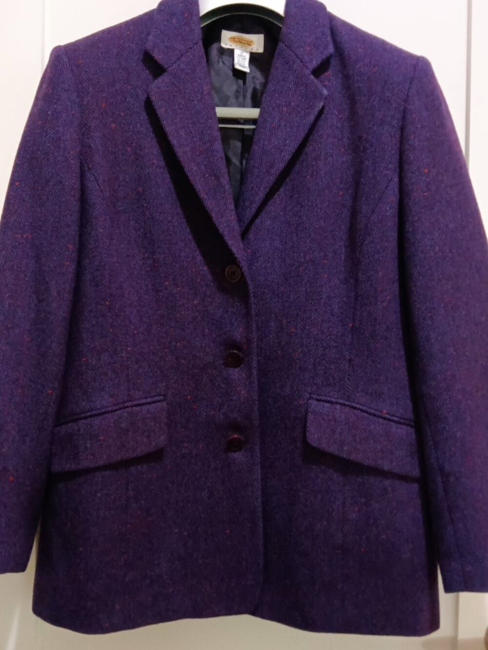 Beautiful Talbot's Dark Purple Wool Speckled Herringbone 3 Button Blazer
